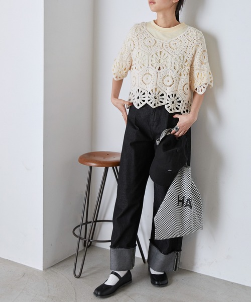 forksy.(フォルクシー)の「【forksy.】クロシェ編みレースクロップドブラウス(Tシャツ/カットソー・レディース・ホワイト/アイボリー・FREE)」の17枚目の写真