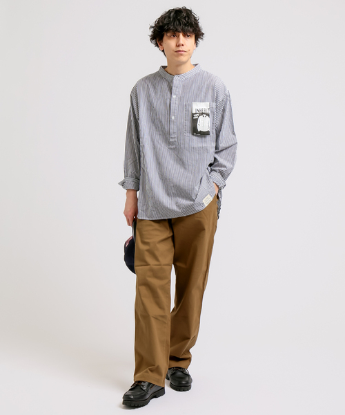 B.C STOCK（ベーセーストック）の「ストライプP/O シャツ（シャツ/ブラウス・メンズ・ブラック/ネイビー・MEDIUM/LARGE）」の3枚目の写真