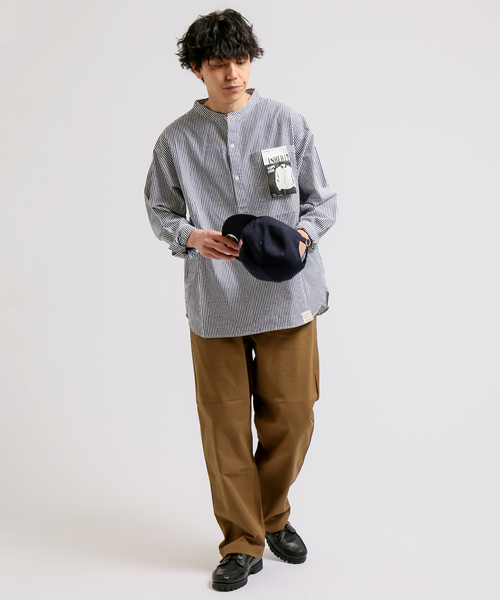 B.C STOCK（ベーセーストック）の「ストライプP/O シャツ（シャツ/ブラウス・メンズ・ブラック/ネイビー・MEDIUM/LARGE）」の4枚目の写真