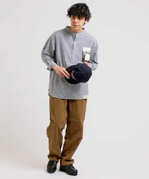 B.C STOCK（ベーセーストック）の「ストライプP/O シャツ（シャツ/ブラウス・メンズ・ブラック/ネイビー・MEDIUM/LARGE）」の5枚目の写真