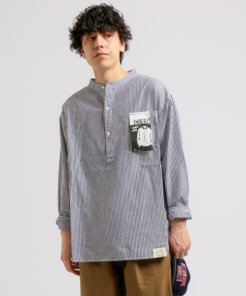 B.C STOCK（ベーセーストック）の「ストライプP/O シャツ（シャツ/ブラウス・メンズ・ブラック/ネイビー・MEDIUM/LARGE）」の6枚目の写真