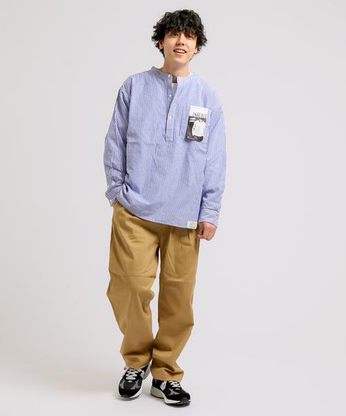 B.C STOCK（ベーセーストック）の「ストライプP/O シャツ（シャツ/ブラウス・メンズ・ブラック/ネイビー・MEDIUM/LARGE）」の7枚目の写真