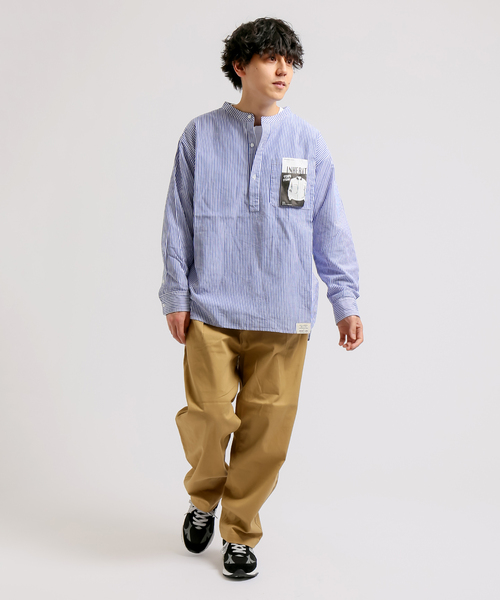 B.C STOCK（ベーセーストック）の「ストライプP/O シャツ（シャツ/ブラウス・メンズ・ブラック/ネイビー・MEDIUM/LARGE）」の9枚目の写真