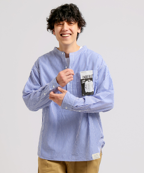 B.C STOCK（ベーセーストック）の「ストライプP/O シャツ（シャツ/ブラウス・メンズ・ブラック/ネイビー・MEDIUM/LARGE）」の10枚目の写真