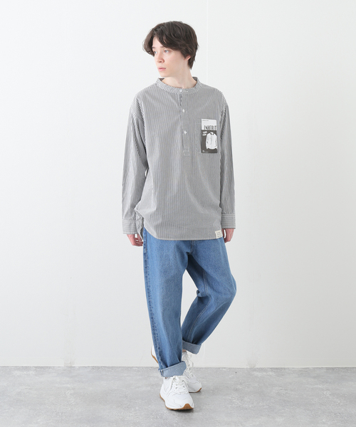 B.C STOCK（ベーセーストック）の「ストライプP/O シャツ（シャツ/ブラウス・メンズ・ブラック/ネイビー・MEDIUM/LARGE）」の11枚目の写真