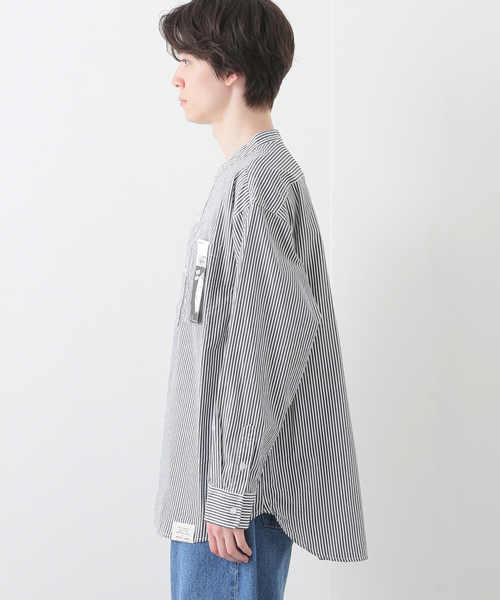 B.C STOCK（ベーセーストック）の「ストライプP/O シャツ（シャツ/ブラウス・メンズ・ブラック/ネイビー・MEDIUM/LARGE）」の13枚目の写真