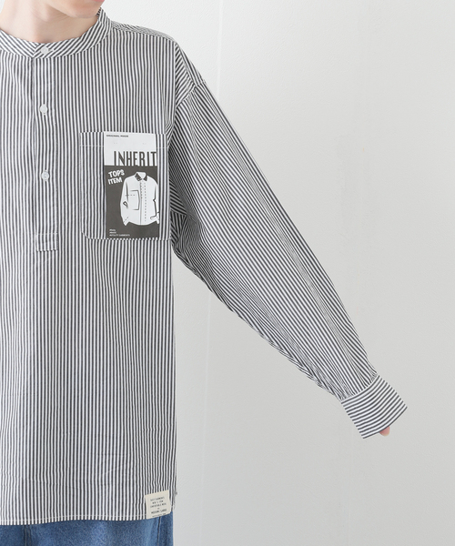 B.C STOCK（ベーセーストック）の「ストライプP/O シャツ（シャツ/ブラウス・メンズ・ブラック/ネイビー・MEDIUM/LARGE）」の17枚目の写真
