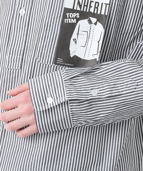 B.C STOCK（ベーセーストック）の「ストライプP/O シャツ（シャツ/ブラウス・メンズ・ブラック/ネイビー・MEDIUM/LARGE）」の18枚目の写真