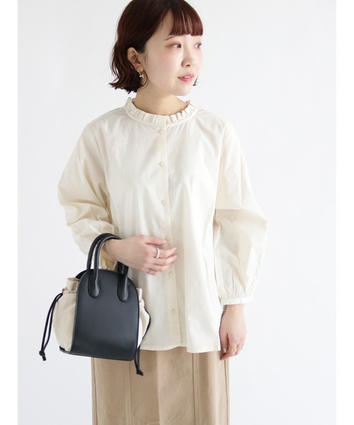 ehka sopo（エヘカソポ）の「スタンドフリル七分袖ブラウス（シャツ/ブラウス・レディース・オフホワイト/キナリ・ﾌﾘ-）」の2枚目の写真