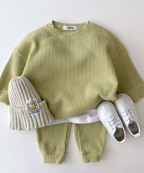 Bambin（ボンバン）の「【 Bambin / ボンバン 】 キッズ 柔らか素材  上下2点セット スウェット（スウェット・キッズ・グレー/ピンク/グリーン・FREE）」の2枚目の写真