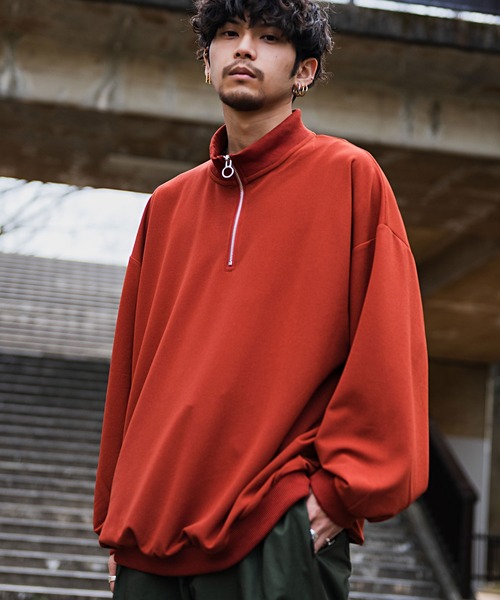 CavariA/キャバリア』ハーフジップ長袖トレーナー（スウェット