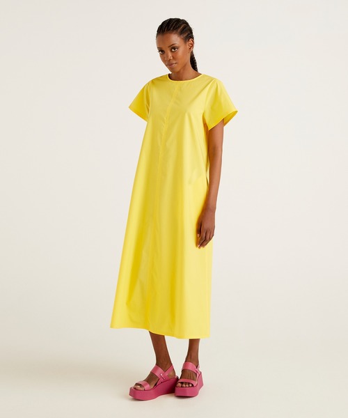 半袖aラインミモレ丈ワンピース ワンピース Of Benetton Of United Benetton Colors Benetton ベネトンユナイテッド