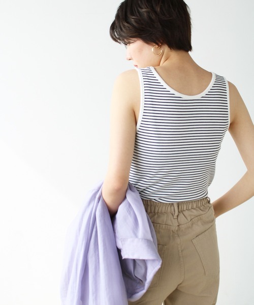 GeeRA（ジーラ）の「テレコリブタンクトップ（タンクトップ・レディース・アイボリー/ピンクベージュ/ブラック/オフホワイト/イエロー/ライトグリーン/グリーン/パープル・MEDIUM/LARGE/X-LARGE）」の15枚目の写真