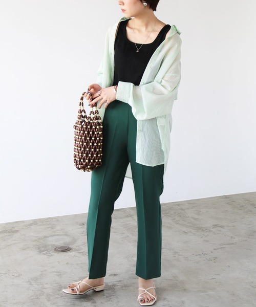 GeeRA（ジーラ）の「テレコリブタンクトップ（タンクトップ・レディース・アイボリー/ピンクベージュ/ブラック/オフホワイト/イエロー/ライトグリーン/グリーン/パープル・MEDIUM/LARGE/X-LARGE）」の19枚目の写真