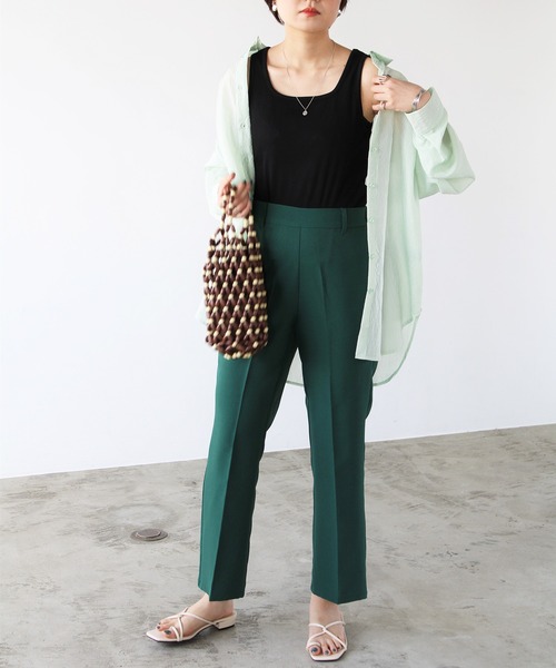 GeeRA（ジーラ）の「テレコリブタンクトップ（タンクトップ・レディース・アイボリー/ピンクベージュ/ブラック/オフホワイト/イエロー/ライトグリーン/グリーン/パープル・MEDIUM/LARGE/X-LARGE）」の20枚目の写真