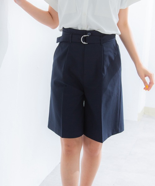 Honeys（ハニーズ）の「タックいり ハーフパンツ（その他パンツ・レディース・ブラック/オレンジ/ダークベージュ/ネイビー/グレイッシュベージュ・S/L/M/LL）」の5枚目の写真