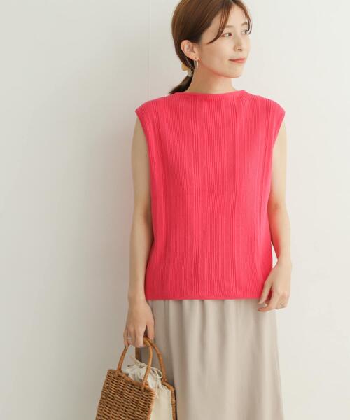 URBAN RESEARCH DOORS（アーバンリサーチドアーズ）の「ランダムリブノースリーブニット（ニット/セーター・レディース・オフホワイト/ピンク/ブルー系その他/ブラック・MEDIUM）」の15枚目の写真