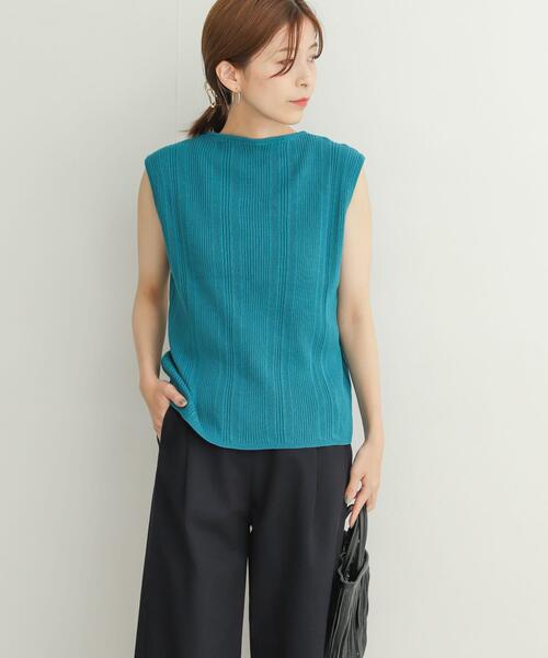 URBAN RESEARCH DOORS（アーバンリサーチドアーズ）の「ランダムリブノースリーブニット（ニット/セーター・レディース・オフホワイト/ピンク/ブルー系その他/ブラック・MEDIUM）」の9枚目の写真