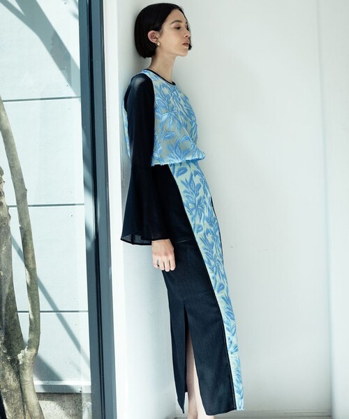 EBONY（エボニー）の「【EBONY/(エボニー)】別注ジャガードペンシルスカート E22SS/S-05（スカート・レディース・ブルー/オレンジ・2/1）」の12枚目の写真