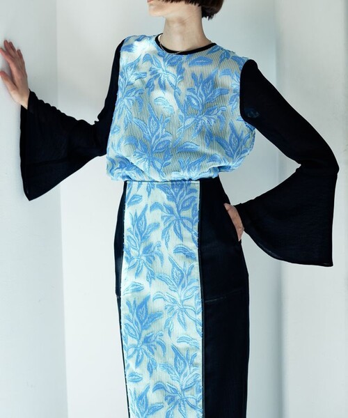 EBONY（エボニー）の「【EBONY/(エボニー)】別注ジャガードペンシルスカート E22SS/S-05（スカート・レディース・ブルー/オレンジ・2/1）」の9枚目の写真