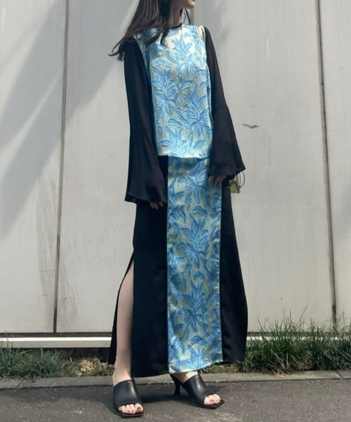 EBONY（エボニー）の「【EBONY/(エボニー)】別注ジャガードペンシルスカート E22SS/S-05（スカート・レディース・ブルー/オレンジ・2/1）」の3枚目の写真