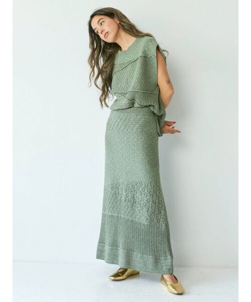 Ungrid（アングリッド）の「ジャカード編みニットベスト（ニット/セーター・レディース・グリーン/アイボリー・FREE）」の9枚目の写真