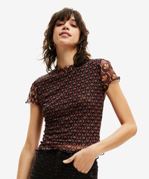 レトログラフィックプリント チュールTシャツ