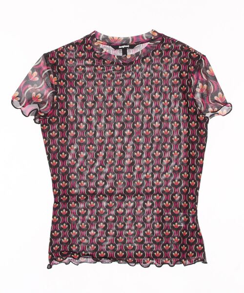 Desigual(デシグアル)の「レトログラフィックプリント チュールTシャツ(Tシャツ/カットソー・レディース・レッド・S/M/L/XL/XS)」の4枚目の写真