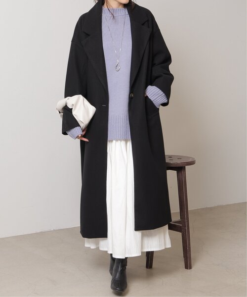 frames RAY CASSIN（フレームスレイカズン）の「ニットモッサライト 袖タックチェスターコート（チェスターコート・レディース・ブラック/ブルー/キナリ/パープル・FREE）」の7枚目の写真