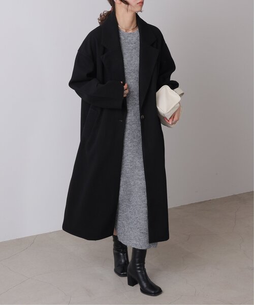 frames RAY CASSIN（フレームスレイカズン）の「ニットモッサライト 袖タックチェスターコート（チェスターコート・レディース・ブラック/ブルー/キナリ/パープル・FREE）」の11枚目の写真