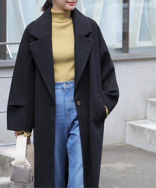 frames RAY CASSIN（フレームスレイカズン）の「ニットモッサライト 袖タックチェスターコート（チェスターコート・レディース・ブラック/ブルー/キナリ/パープル・FREE）」の14枚目の写真