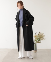 ニットモッサライト 袖タックチェスターコート
