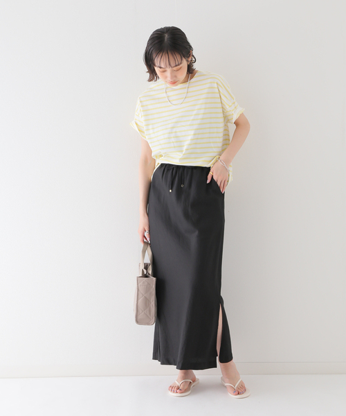 SLOBE IENAリネン混TRサスペンダー付きペンシルスカート SLOBE IENA（スローブイエナ）の「リネン混TRサスペンダー付き
