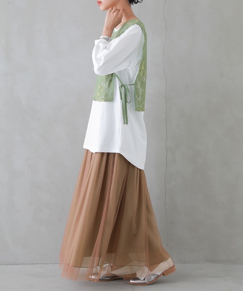 osharewalker（オシャレウォーカー）の「『カットソー＆レースベストセット』（Tシャツ/カットソー・レディース・ブラック/グリーン・2/1）」の8枚目の写真