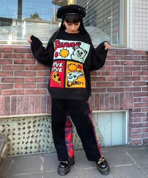 Candy Stripper（キャンディストリッパー）の「CHECK COMBINED パンツ（その他パンツ・レディース・ブラック/カーキ・1/2）」の7枚目の写真