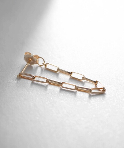 COCOSHNIK(ココシュニック)の「K10MVロングチェーン フープピアス(ピアス(両耳用)・レディース・ホワイト系その他7・00)」の3枚目の写真
