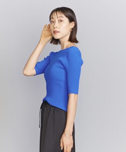 【ビューティアンドユース】プルオーバーニット　半袖　ブラック BEAUTY&YOUTH UNITED ARROWS（ビューティーアンドユース