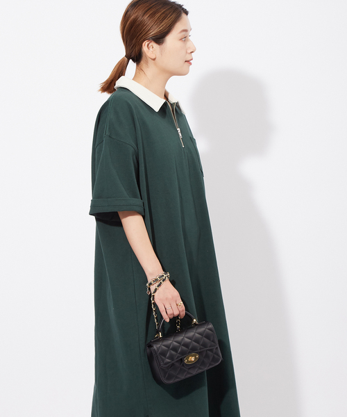 ALORE（アローレ）の「《別注》【ALORE/アローレ】ラガーシャツワンピース（Tシャツ/カットソー・レディース・ブラック/ネイビー/グリーン・FREE）」の3枚目の写真