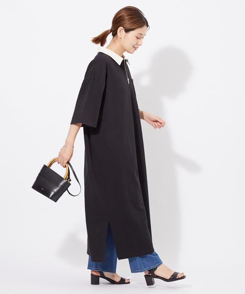 ALORE（アローレ）の「《別注》【ALORE/アローレ】ラガーシャツワンピース（Tシャツ/カットソー・レディース・ブラック/ネイビー/グリーン・FREE）」の5枚目の写真