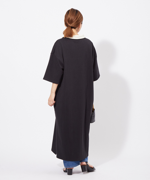ALORE（アローレ）の「《別注》【ALORE/アローレ】ラガーシャツワンピース（Tシャツ/カットソー・レディース・ブラック/ネイビー/グリーン・FREE）」の7枚目の写真