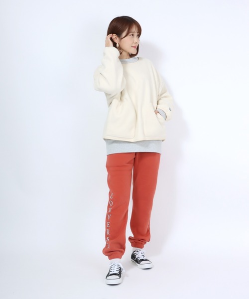 CONVERSE(コンバース)の「CONVERSE(コンバース)ワンポイントロゴスウェットジョガーパンツ(裏起毛)(スウェットパンツ・レディース・オレンジ/ブラック/アッシュグレー/グレー・M/L)」の19枚目の写真