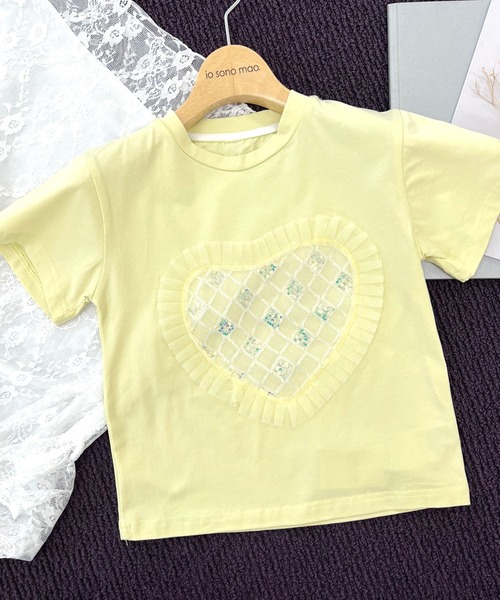 スパンコールハートモチーフTシャツ