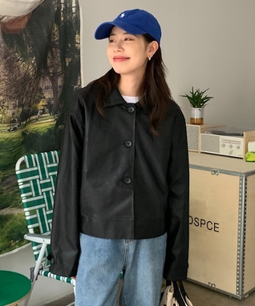 Vipoa(ヴィポア)の「フェイクレザーブルゾン(ブルゾン・レディース・ブラック/アイボリー・FREE)」の14枚目の写真