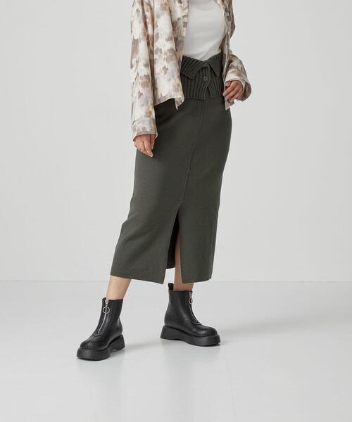 CITEN（シテン）の「＜CITEN＞リブウエスト ニットスカート（スカート・レディース・ダークグレー/モカ・FREE）」の22枚目の写真