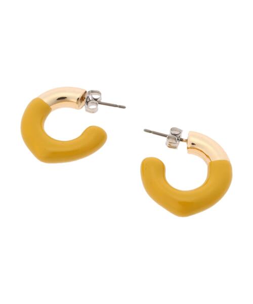 CRAFT STANDARD BOUTIQUE（クラフトスタンダードブティック）の「バイカラーミニフープピアス　＊（ピアス（両耳用）・レディース・ブラウン/イエロー/ダークブラウン・FREE）」の5枚目の写真