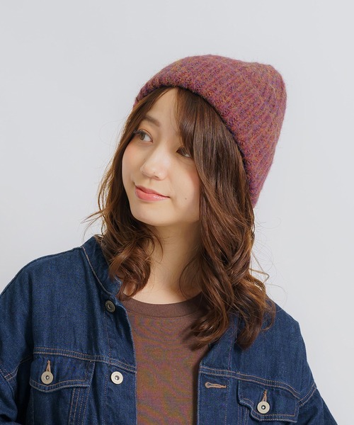 FUNALIVE（ファンアライブ）の「joujoulier ミックスヤーンニット帽（ニットキャップ/ビーニー・レディース・ブラウン/グリーン/レッド/ネイビー・FREE）」の4枚目の写真