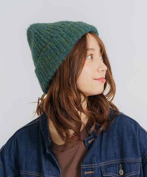 FUNALIVE（ファンアライブ）の「joujoulier ミックスヤーンニット帽（ニットキャップ/ビーニー・レディース・ブラウン/グリーン/レッド/ネイビー・FREE）」の2枚目の写真