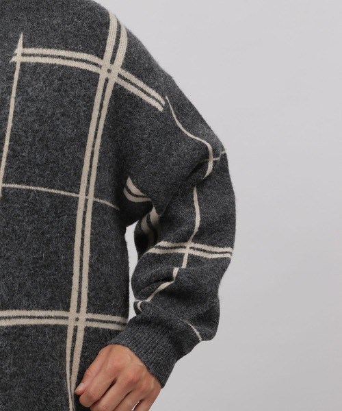 LAKOLE（ラコレ）の「ダブルジャカードチェック柄ニットカーディガン