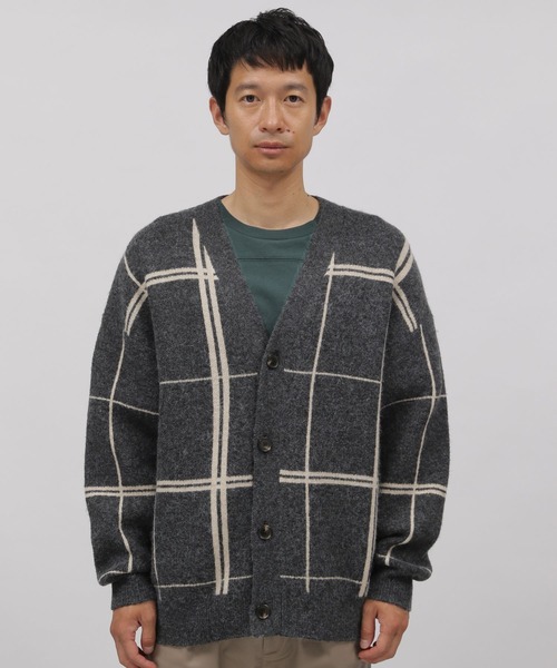 LAKOLE（ラコレ）の「ダブルジャカードチェック柄ニットカーディガン