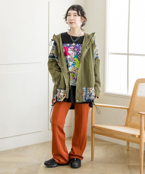 123606：キノコスカーフ柄切替ブルゾン